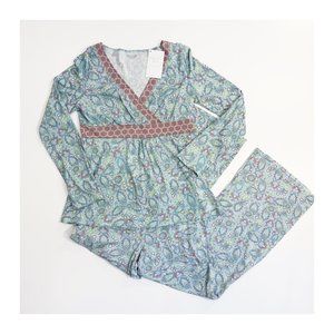 Garnet Hill Asian Wrap Organic Cotton Pajama Set NWT Small